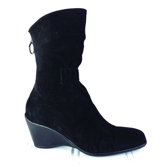 AQUATALIA BLACK LEATHER BOOTS ANKLE WINTER BOOTS PLATFORM MADE IN  ITALY 7.5 - Picture 1 of 13